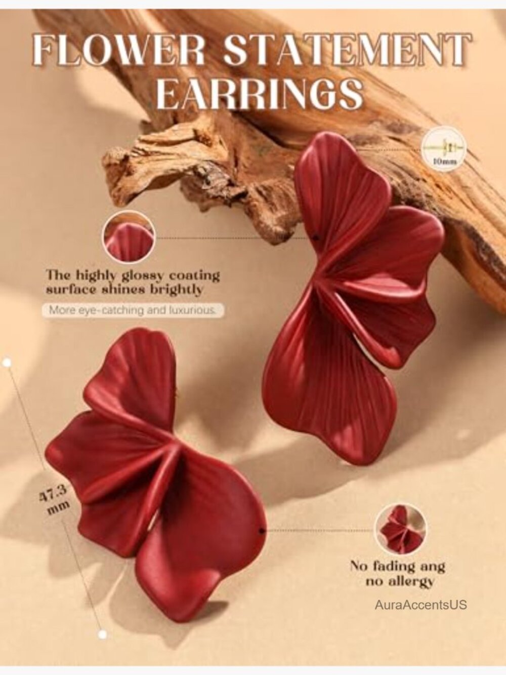 S925 Sterling Silver Post Flower Dangle Earrings Chunky Floral Leaf - Picture 6 of 7